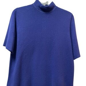 Koret Purple Sequined Mock Neck Short Sleeve Sweater, M